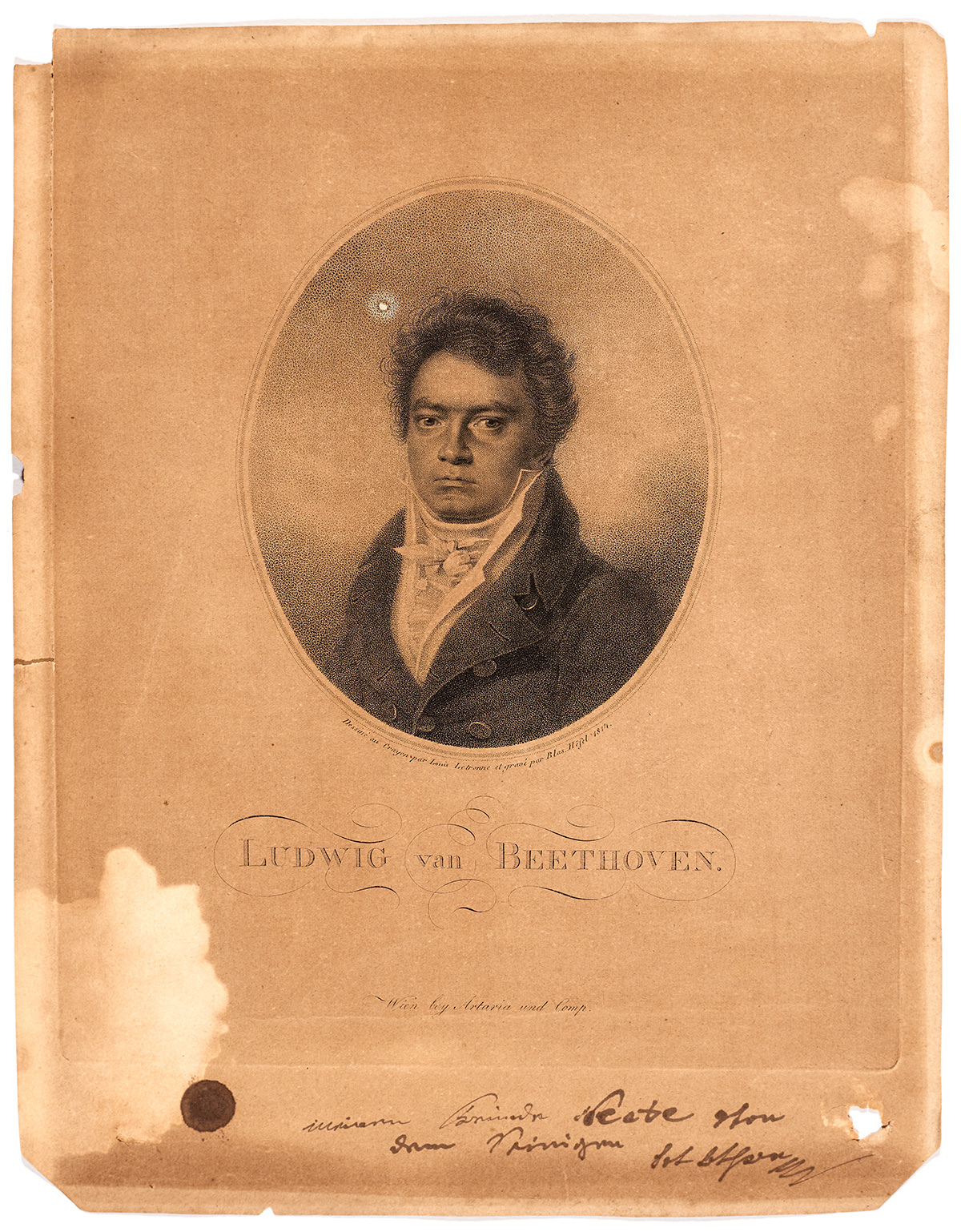 Ludwig van Beethoven, engraving by Blasius Höfel (1792-1863)